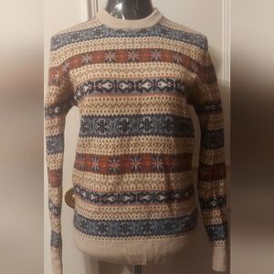 Dark Academia Fair Isle Sweater 100% Merino Wool Grandpacore Medium